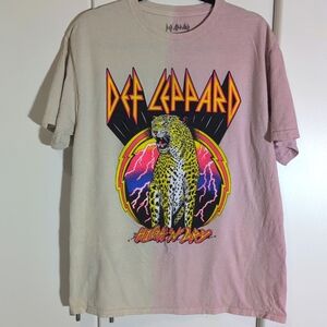 Def Leppard Split Tie Dye Hysteria Graphic Tee Classic Rock Metal 80’s